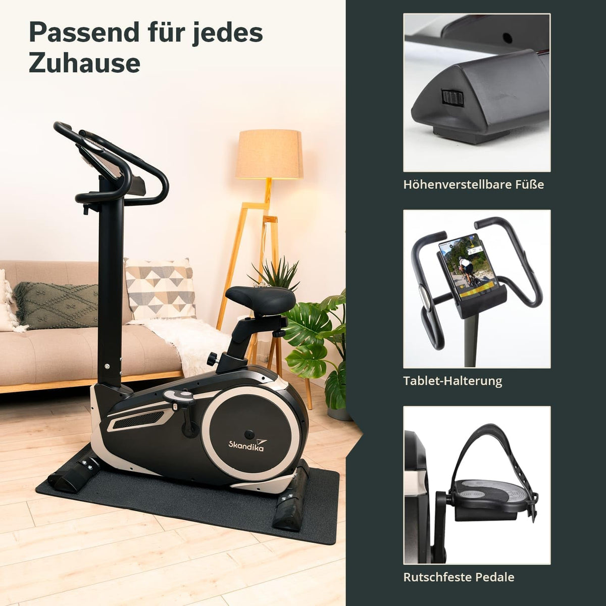Skandika Morpheus: Ergometer mit App‑Steuerung, Pulsgurt und Tablethalter