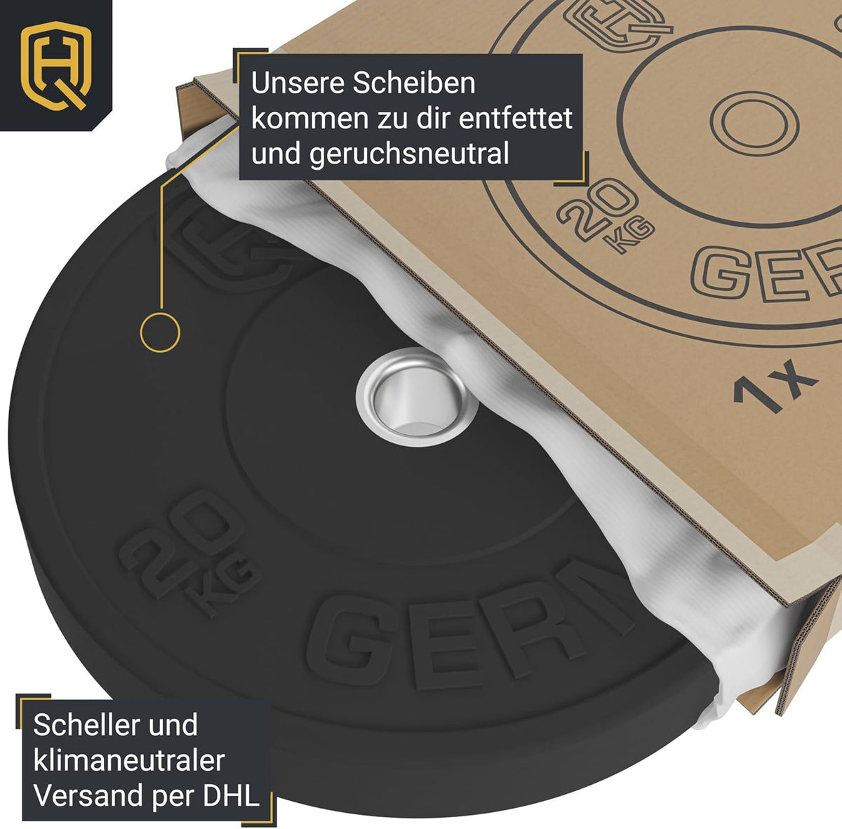 HQ Germany 50mm Vollgummi Bumper Plates - Gewichtsscheiben Set für Training