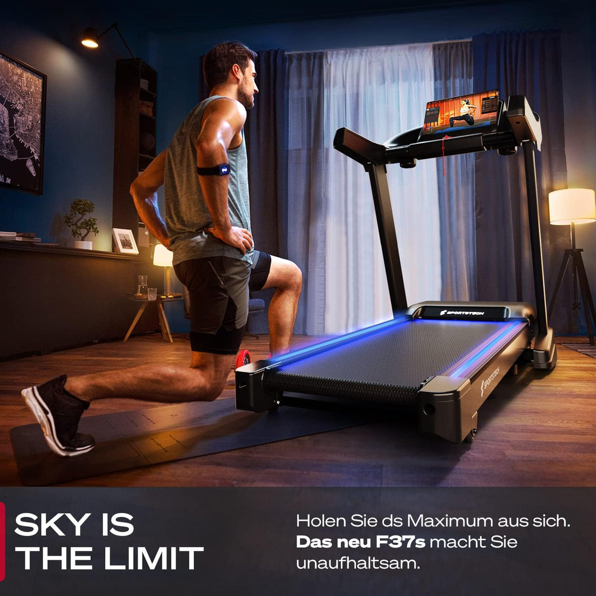 Sportstech F37s: Klappbares Laufband, 7 PS, 20 km/h, Steigung & App