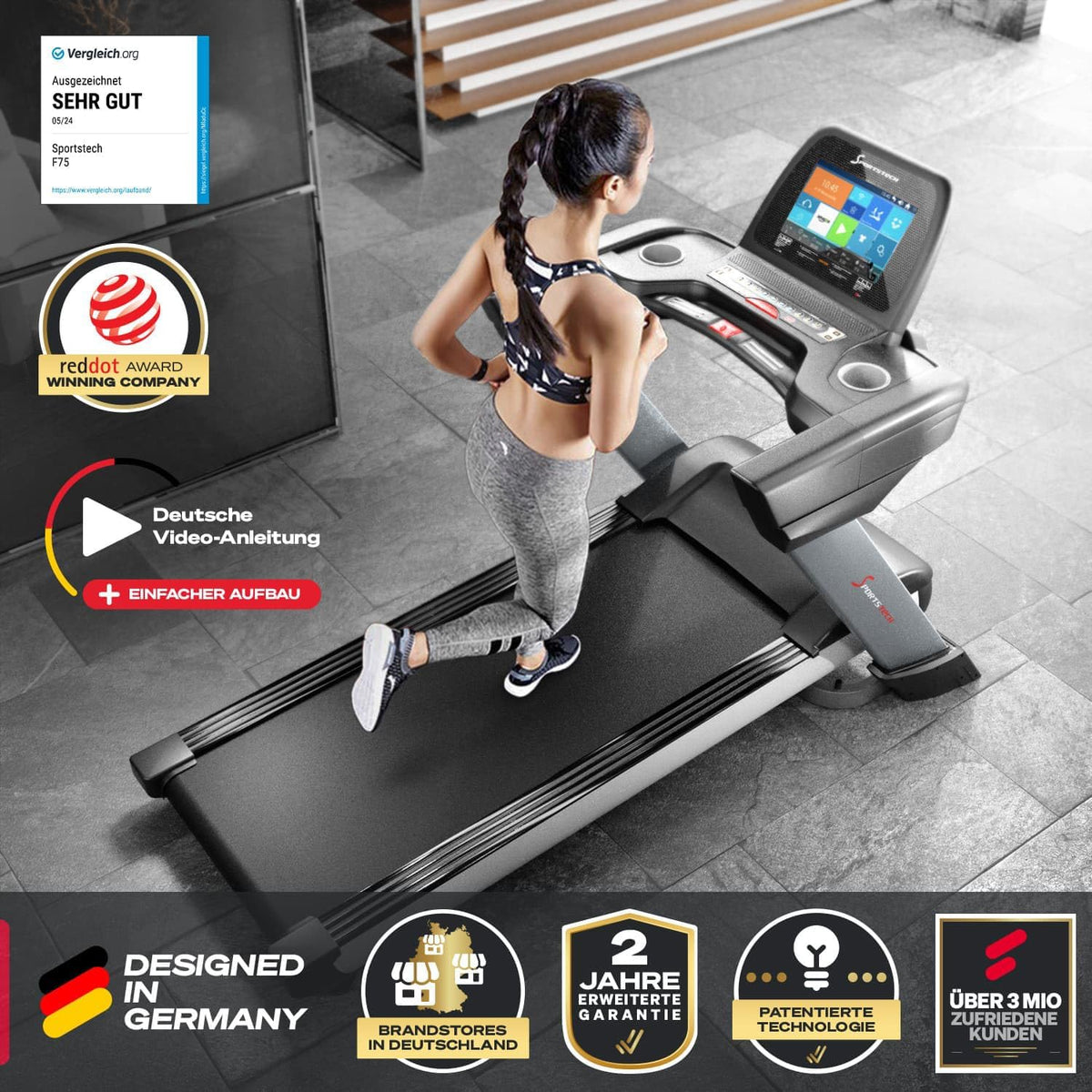 Sportstech F75: Profi-Laufband, klappbar, 7 PS, Android, Made in Germany