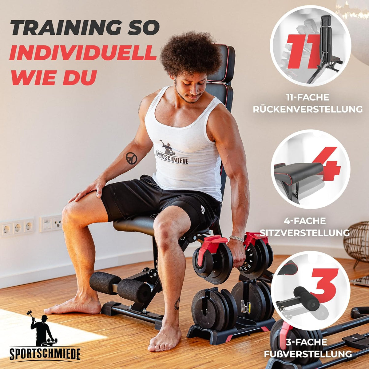 SPORTSCHMIEDE: Verstellbare, klappbare Schrägbank fürs Heimtraining