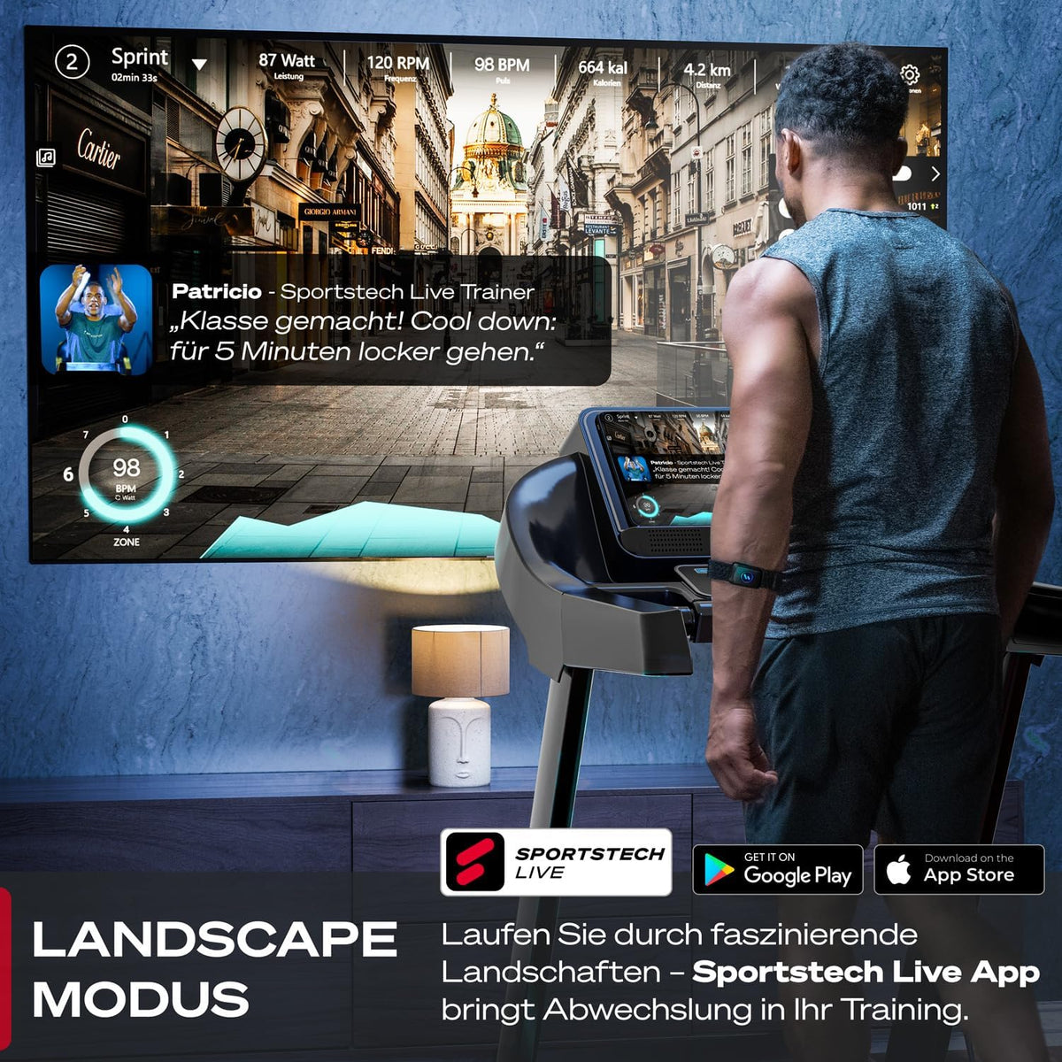Sportstech F37s: Klappbares Laufband, 7 PS, 20 km/h, Steigung & App