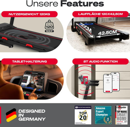 Sportstech F31s: Profi-Laufband, 4,5 PS, 16 km/h, Bluetooth & App
