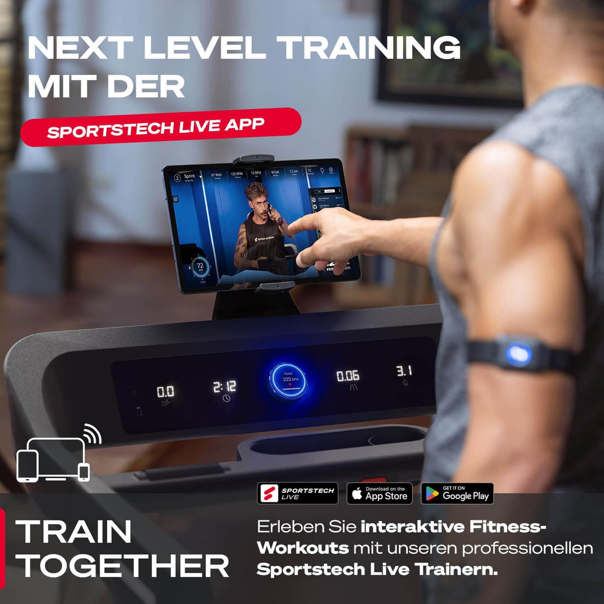 Sportstech sTread Pro/Lite: Klappbares Laufband, 20 km/h, 17 % Steigung