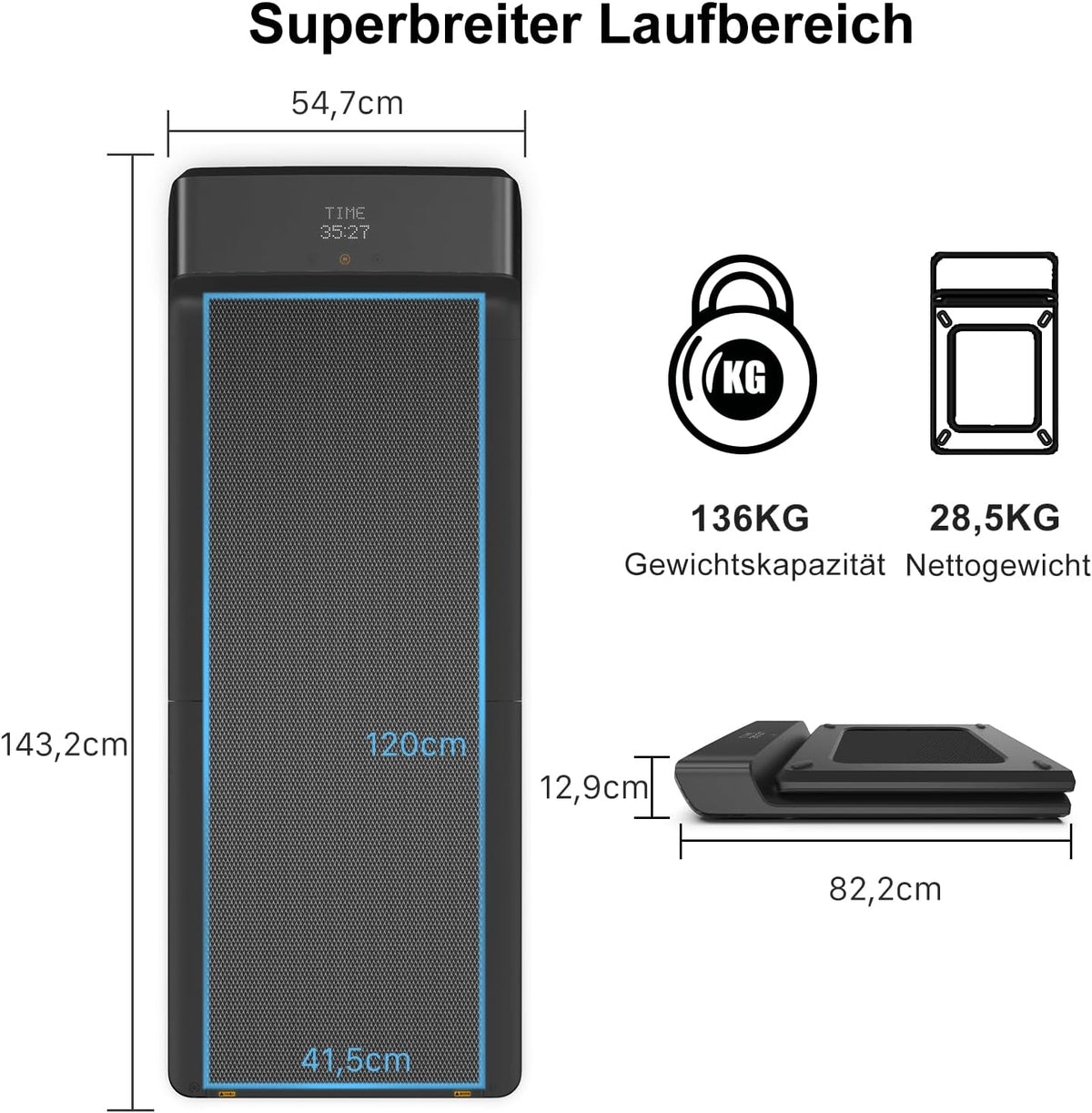 Kingsmith Klappbares Laufband: Für Büro & Zuhause mit LED‑Display & App
