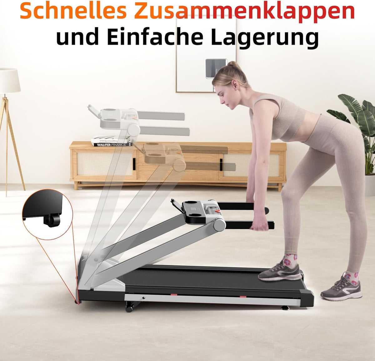 Superun Faltbares Heim-Laufband: Steigung, App & Trainingskurse