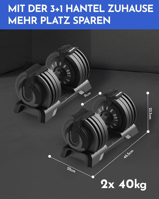 NEOLYMP Verstellbare Kurzhantel 2–40 kg mit Schnellverstellung, Einzelstück