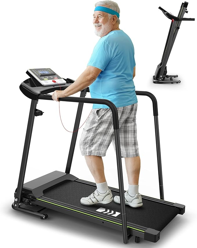 CIIHI Senioren Laufband: Heimtrainer mit extra langen Handläufen für Senioren