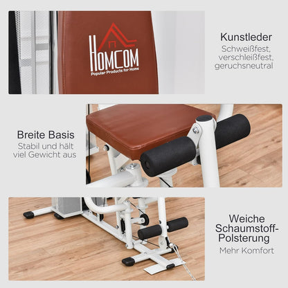 HOMCOM Multistation: Kraftstation mit Latzug, Butterfly & 45 kg Gewichten