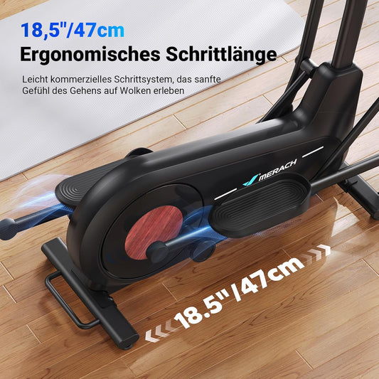 MERACH Heimtrainer Crosstrainer: Leise, Magnetisch, App, 8 Stufen, 160KG Kapazität