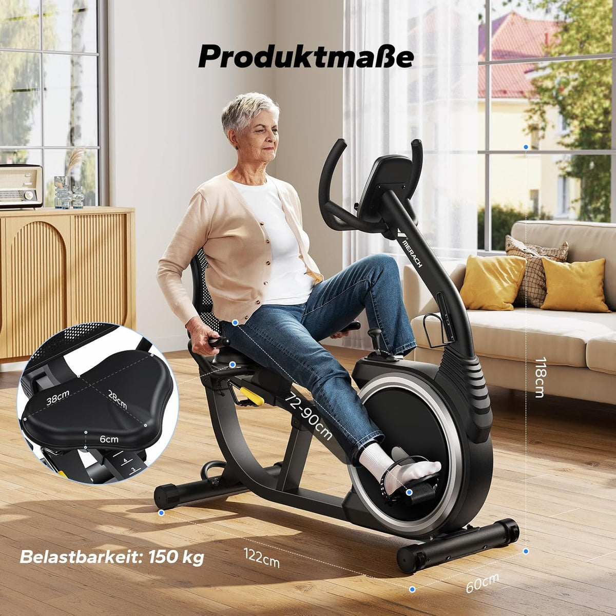 MERACH Recumbent Exercise Bike for Home Cardio Workout with Bluetooth